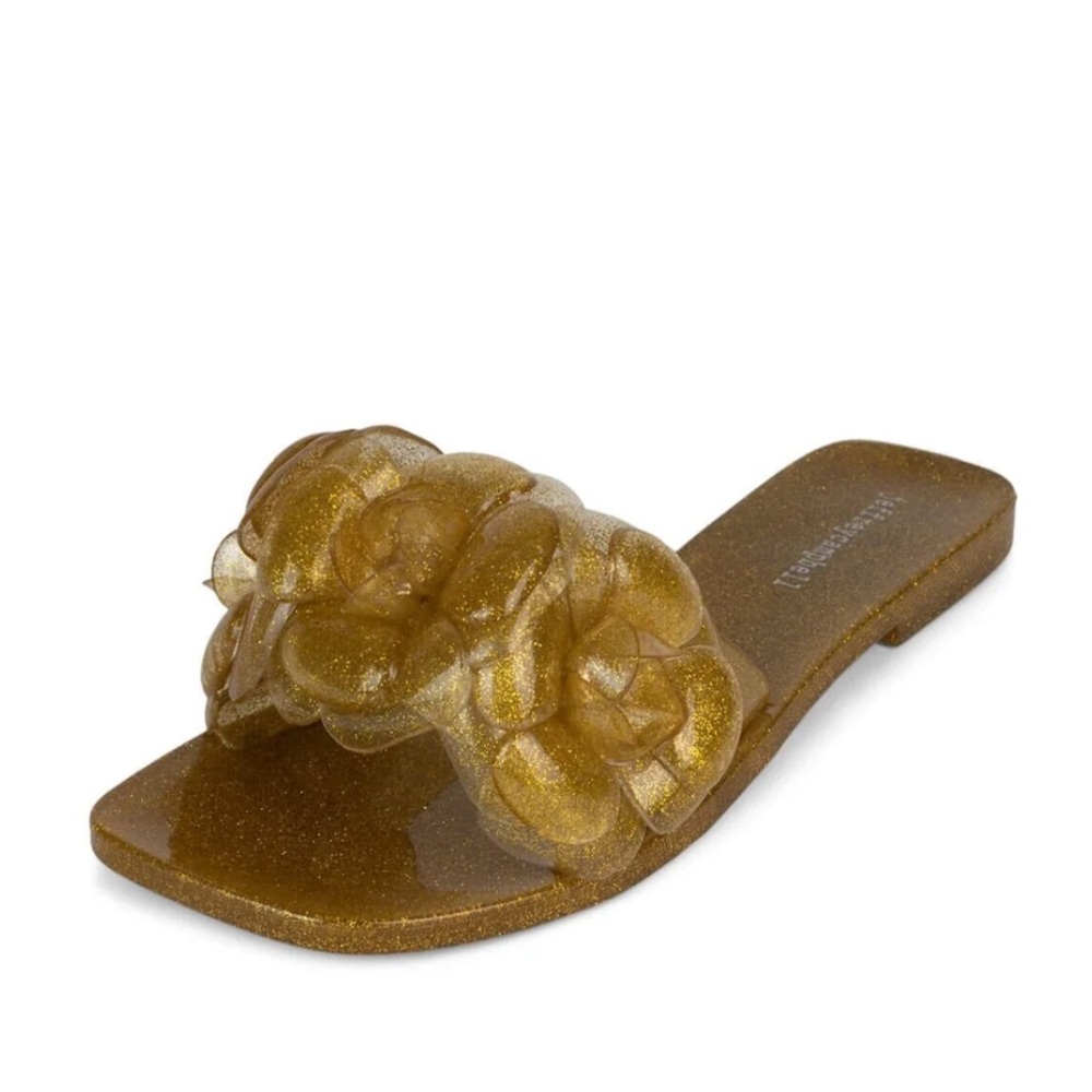 Jeffrey Campbell Floralee‎ Jelly Slide Sandals Gold 7